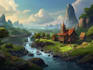 make landscape concept art, fantasy illustration,