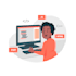 create stunning front end designs using HTML, CSS and javascript