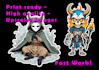 design scary and cute creative stickers, logo, within hour