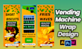 custom vending machine design, vending machine wrap, vending machine, shop front