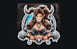 do unique female barbarian mascot logo with creative concept