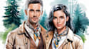 design a professional watercolor couple portrait