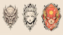 design custom flash tattoo in woodblock style