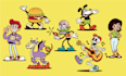 create retro cartoon illustrations in rubber hose style