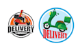 make unique delivery man courier service logo