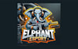 make modern elephant mascot logo with express delivery