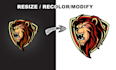 edit, change font, make transparent logo, vectorize, recolor