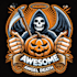 do awesome angel death halloween  pumpkin  grim reaper mascot logo design