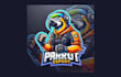 make modarn parrot mascot logo with creative concepts