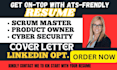 write scrum master, agile, pmp, project manager, product owner resume