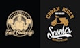 create vintage delivery man biker courier service logo