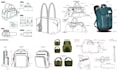 design full tech pack for bag concept backpack, handbag, purse, wallet, suitcase