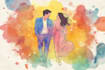 draw a watercolor couple portrait