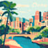 create a landscape and urban vector art illustration