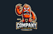 design  angry monster mascot logo with express delivery