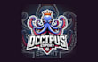 design awesome octopus mascot logo with express delivery