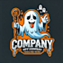 do unique spooky ghost mascot logo with company