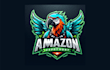 design awesome amazon parrot mascot logo with express delivery
