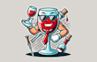 design glass red wine making mascot logo with express delivery