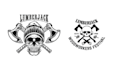 create amazing skull woodwork axes logo