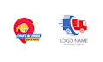 make unique delivery man truck courier service logo