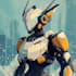 custom futuristic mecha robot character illustration art