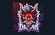 do creative oni mask head mascot logo with express delivery