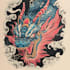 design custom flash tattoo in woodblock style