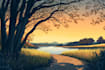 draw a flat vector landscape illustration