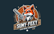 design fox gun mascot logo with satisfaction guaranteed