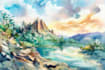 draw a watercolor landscape illustration
