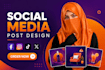 design eye catching social media posts for instagram facebook and linked in