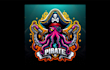 do awesome pirate octopus mascot logo with express delivery
