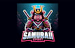 design awesome samurai pig mascot logo with express delivery