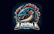 make unique asian arowana mascot logo with creative concepts
