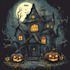 draw halloween house illustration