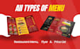 design amazing editable food restaurant menu