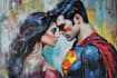 make watercolor super hero couple portrait