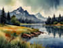 draw a watercolor landscape illustration
