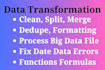 do data cleaning formatting filter duplicates, merge split clean ms excel data