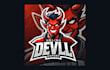 do smiling devil cartoon, and character mascot logo with unique concepts