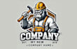 design a gorilla construction worker holding hammer mascot logo