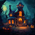 draw halloween house illustration