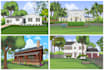draw house,skyscraper,stadium and other buiding in vector