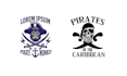 create hand drawn skull pirate logo
