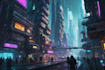 do cyberpunk futuristic city art
