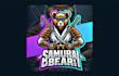 create samurai bear cartoon, character mascot logo with my own creativity
