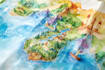 watercolor map illustration just for you