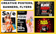design black friday sale flyers, discount posters, banners