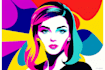 draw a pretty or abstract pop art portrait